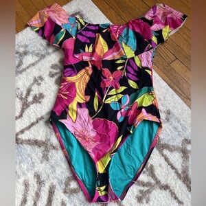 Trina Turk Swim Women’s Solar Floral Off The shoulder Ruffle